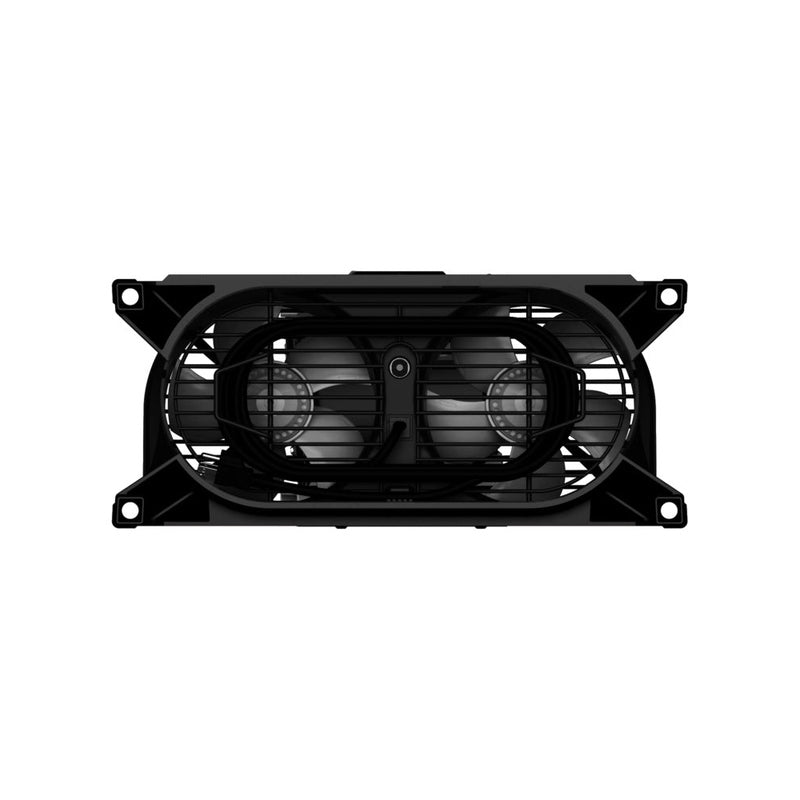 Quest F10 Dual-Axial Air Mover Black dual-fan cooling system on a white background front view 
