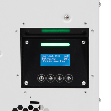 Quest New Hi-E Dry 195 Dehumidifier Control panel with digital display and buttons on a white background