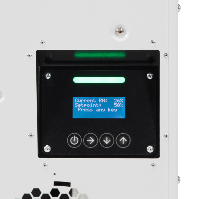 Quest New Hi-E Dry 195 Dehumidifier Control panel with digital display and buttons on a white background