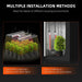 Spider Farmer GlowR40 Two installation methods for a grow light system on a black background.