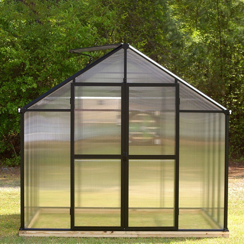 Riverstone MONT Mojave Greenhouse Black Finish with solar Ventilation system front view