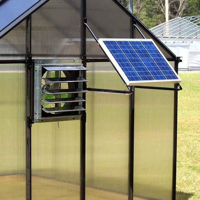 Riverstone MONT Mojave Greenhouse Black Finish with solar Ventilation system view
