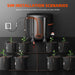 Spider Farmer Smart Grow Tent Kit SE7000 LED Lighting 5’x5’x6.5′ Drip irrigation system with multiple pots and adjustable drip emitters on a dark background.