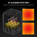 Spider Farmer GlowR80 SF-GLOWR80 PPFD map with a grow tent and plants inside, showing light intensity at different heights.