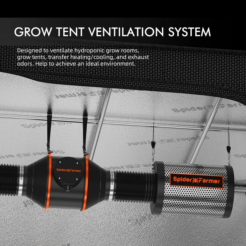 Spider Farmer SF-1000 EVO CP Complete Grow Tent Kit W/ Ventilation system / Thermostat Controller 2x2