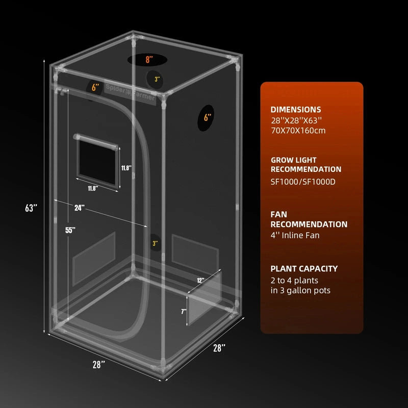 Spider Farmer SF-1000 EVO CP Complete Grow Tent Kit W/ Ventilation system / Thermostat Controller 2x2