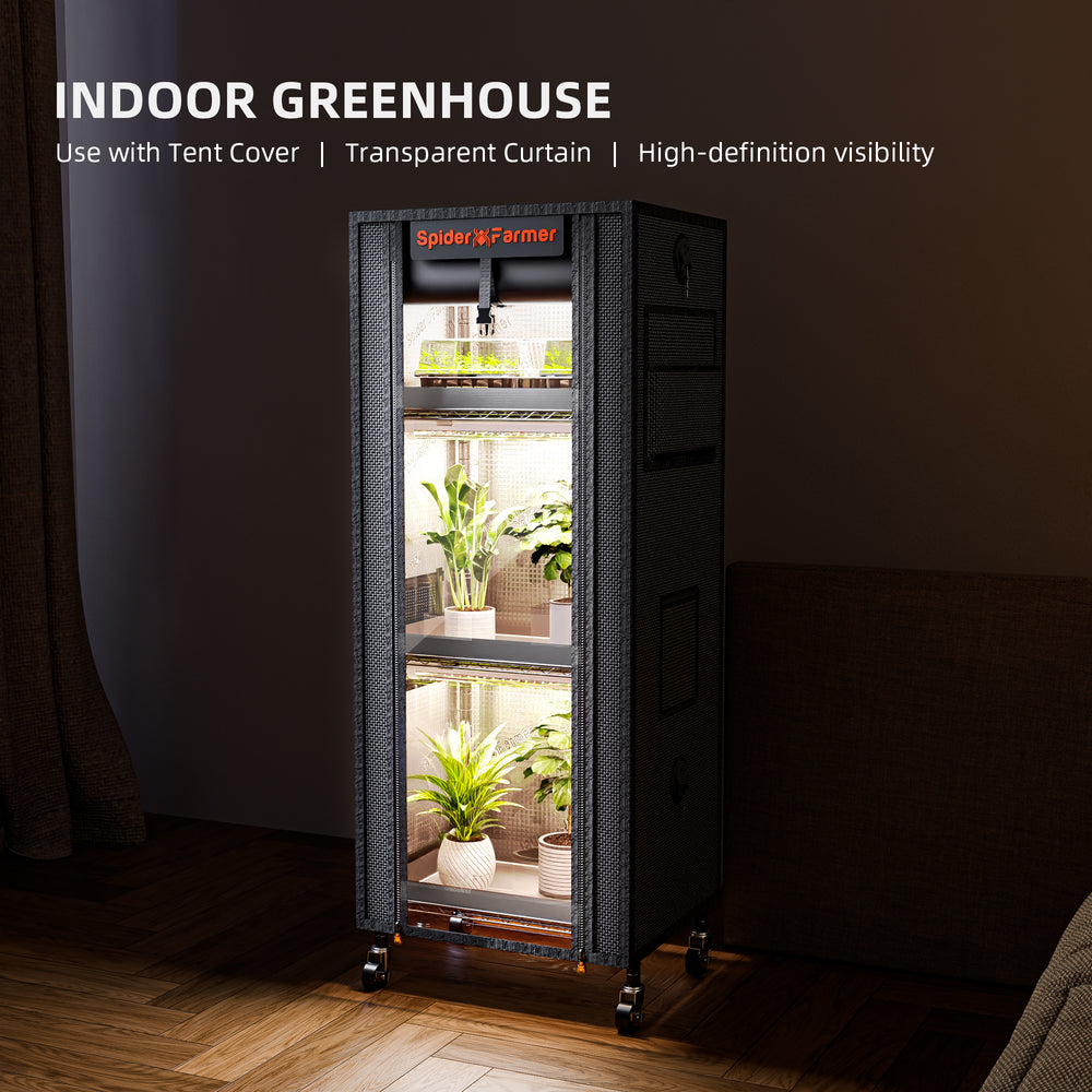 Spider Farmer 4-Tier Plant Stand with Grow Lights (54W) & 1680D Grow Tent with Seed Starter Trays indoor greenhouse 
