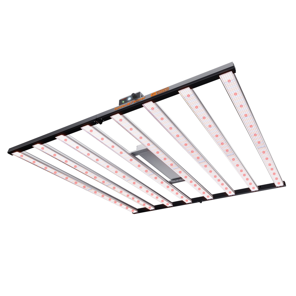 Spider Farmer G1000W Smart LED Grow Light – Commercial-Grade 5x5 Coverage LED grow light with red and white panels on a white background