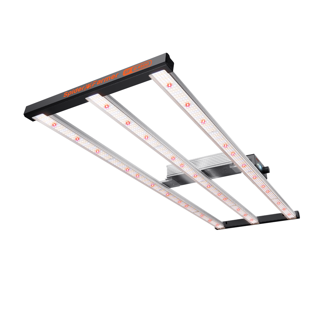 Spider Farmer G4500 – 320W Full Spectrum LED Grow Light with Smart Control for 2x4 / 3x5 Grow Tents LED grow light with brand name on a white background