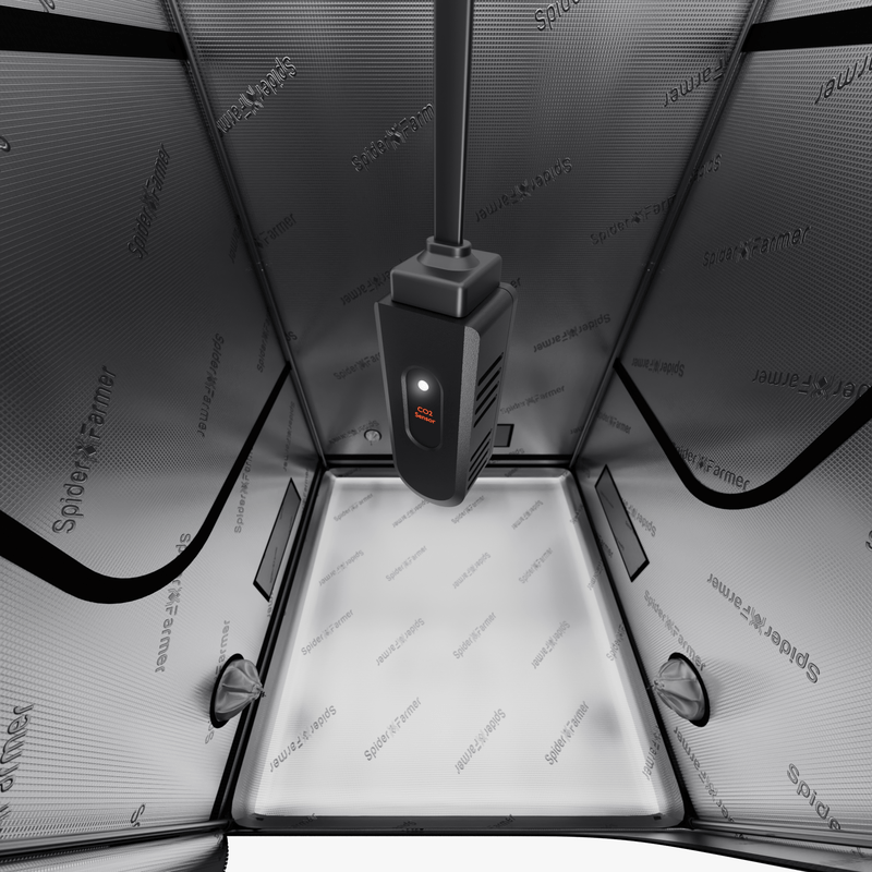 Spider Farmer GGS SensorPro Kit – CO₂ Sensor & PAR Meter SpiderTech tent interior with a power adapter on a white background