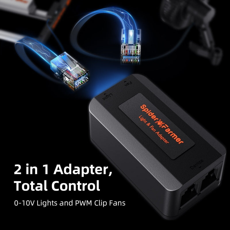Spider Farmer 4-Inch 205 CFM Inline Fan Kit W 2 in 1 adapter with Spider Farmer branding on a dark background