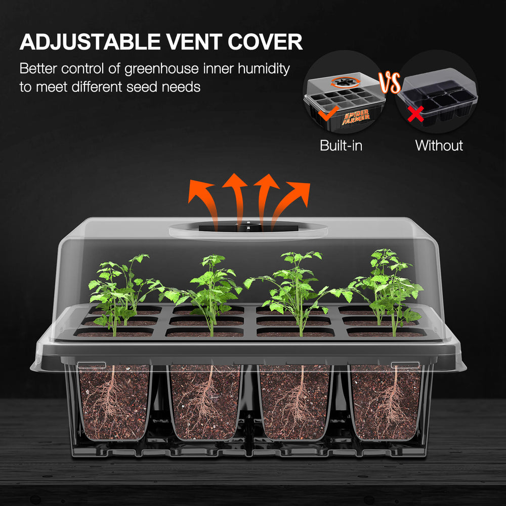 Spider Farmer 4-Tier Plant Stand with Grow Lights (54W) & 1680D Grow Tent with Seed Starter Trays adjustable vent cover 