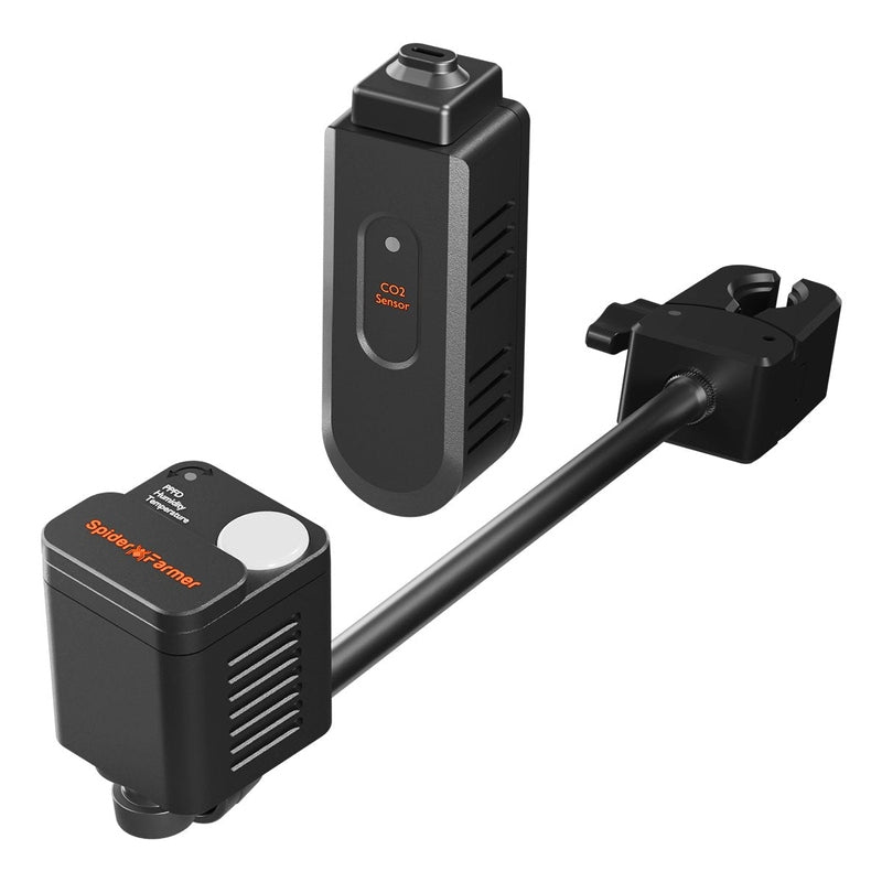 Spider Farmer GGS SensorPro Kit – CO₂ Sensor & PAR Meter Black CO2 sensor and measurement device on a white background