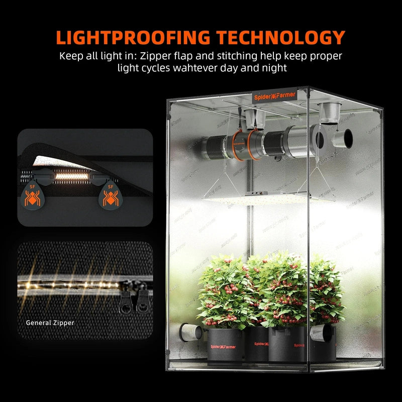 Spider Farmer SF-7000 CP Complete Grow Tent Kit W/ Ventilation System / Thermostat Controller 5x5