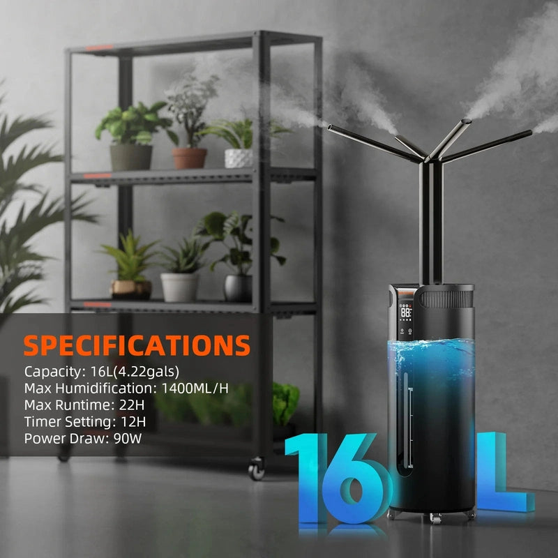 Spider Farmer® 16L Cool Mist Humidifier for Plants specifications