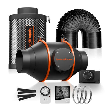 Spider Farmer 4-Inch 205 CFM Inline Fan Kits w/ Speed Controller/ Ventilation System front view