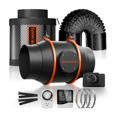 Spider Farmer 6-Inch 402 CFM Inline Fan Kits w/ Speed Controller/ Ventilation System front view