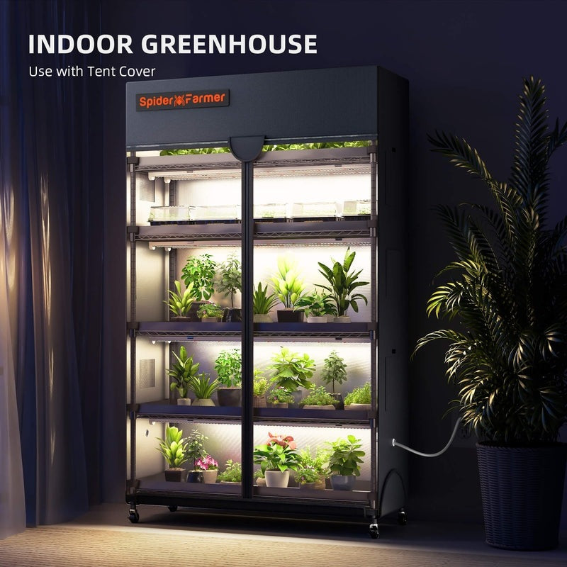 grow light plant stands indoor Spider Farmer 6-Tier Plant Stand with Grow Lights & Grow Tent Kit (220W)