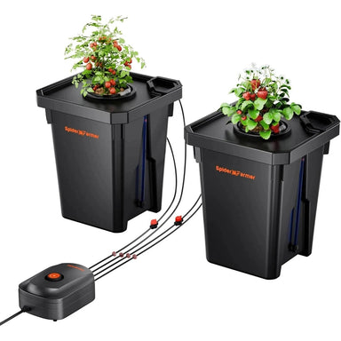 Spider Farmer DWC Hydroponics Grow System with Top Drip Kit 7 Gallon Deep Water Culture with 8W Air Pump 2 Buckets front view