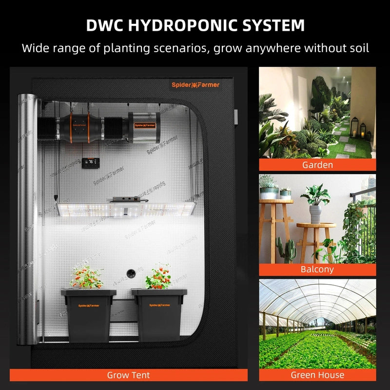 Spider Farmer DWC Hydroponics Grow System with Top Drip Kit 7 Gallon Deep Water Culture with 8W Air Pump 2 Buckets use scenarios