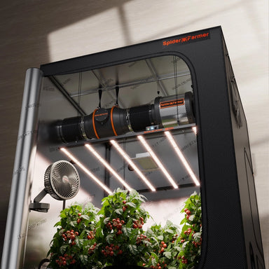 Spider Farmer G-7000 CP Complete Grow Tent Kit W/ Ventilation System / Thermostat Controller 5x5 front view