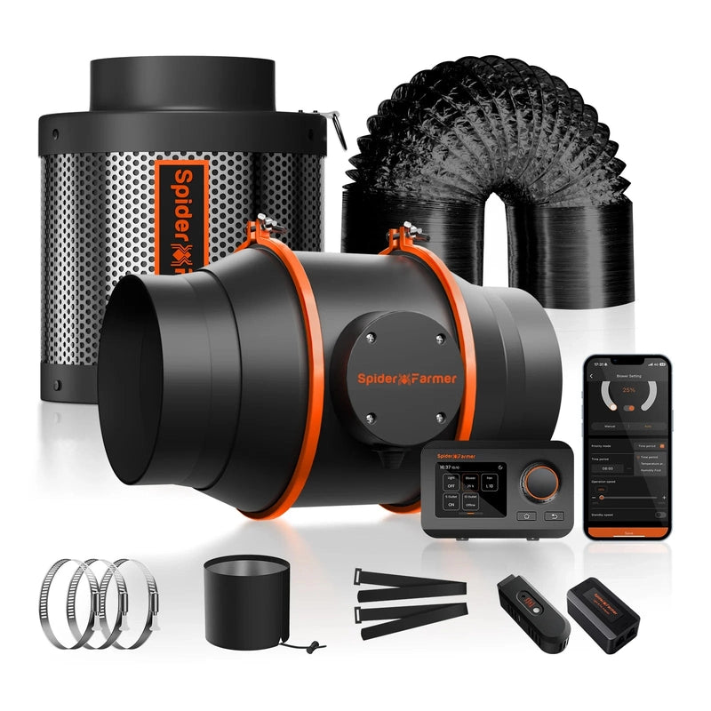 Spider Farmer G-7000 CP Complete Grow Tent Kit W/ Ventilation System / Thermostat Controller 5x5 ventilation system