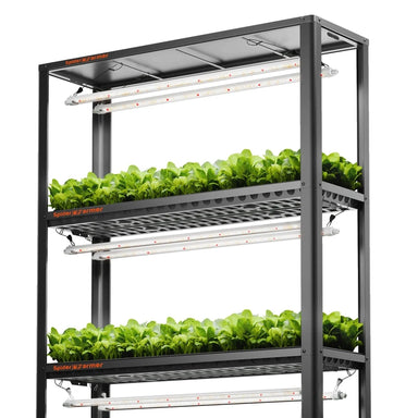 Spider Farmer Glow80 80W LED Grow Light And Metal Plant Stand with Plant Trays front view
