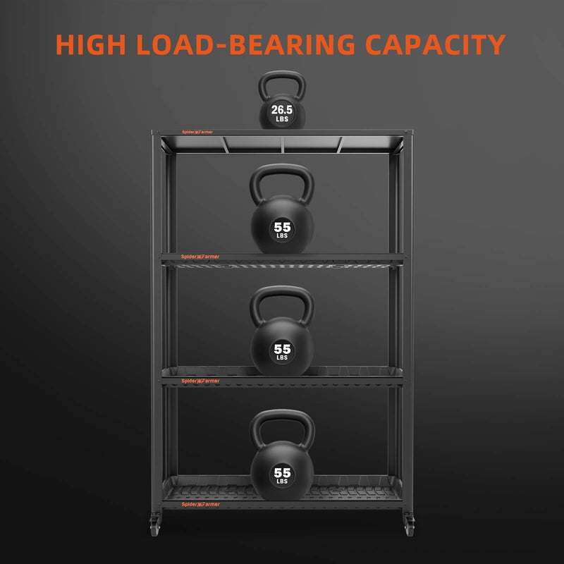 Spider Farmer Glow80 80W LED Grow Light And Metal Plant Stand with Plant Trays high load bearing