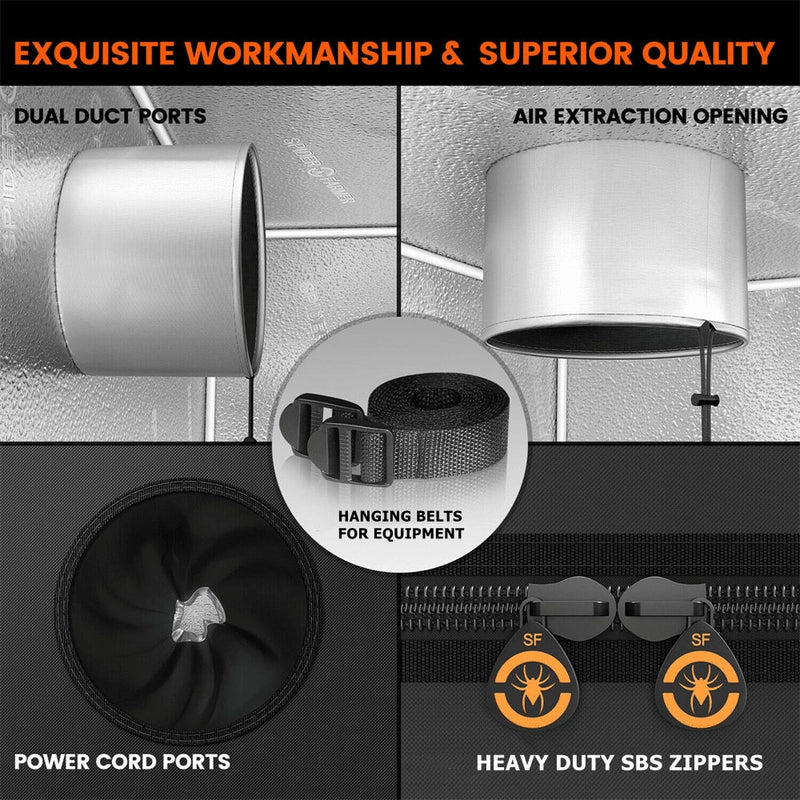 Spider Farmer SE3000 Complete Grow Tent Kit W/ Ventilation System / Thermostat Controller 3x3 features