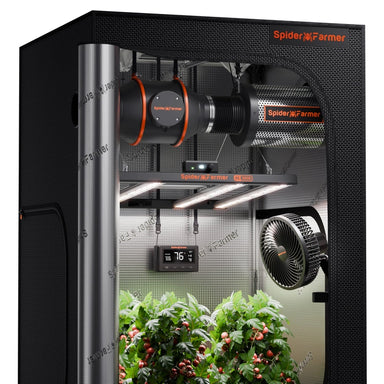 Spider Farmer SE3000 Complete Grow Tent Kit W/ Ventilation System / Thermostat Controller 3x3 front view