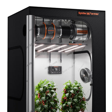 Spider Farmer SE5000 Complete Grow Tent Kit W/ Ventilation System / Thermostat Controller 4x4 front view