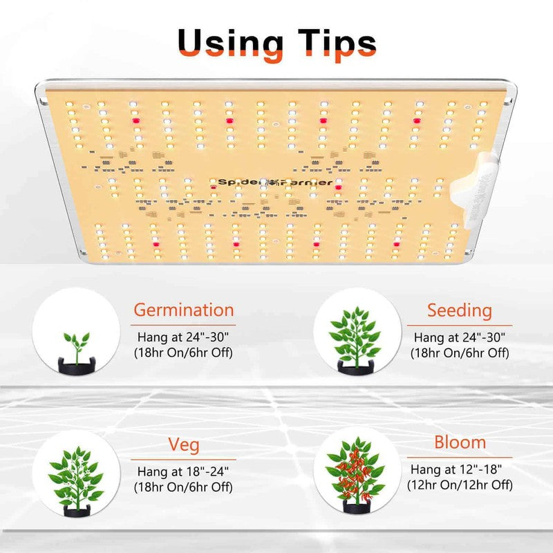 Spider Farmer SF-1000D LED Grow Light 100W using tips