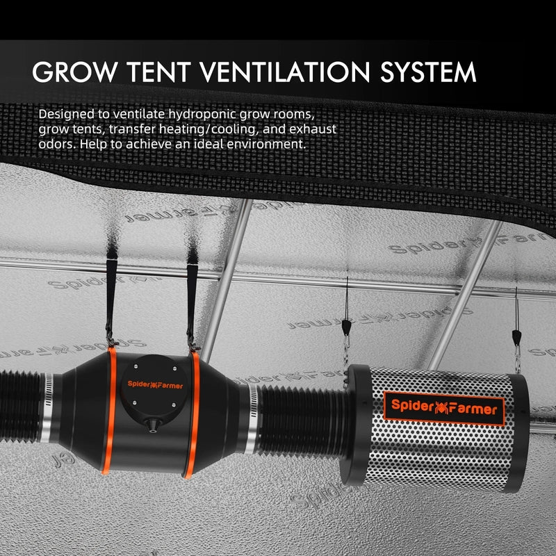 Spider Farmer SF-2000 EVO Complete Grow Tent Kit W/ GGS AC5 Power Strip / Speed Controller 2x4 ventilation system