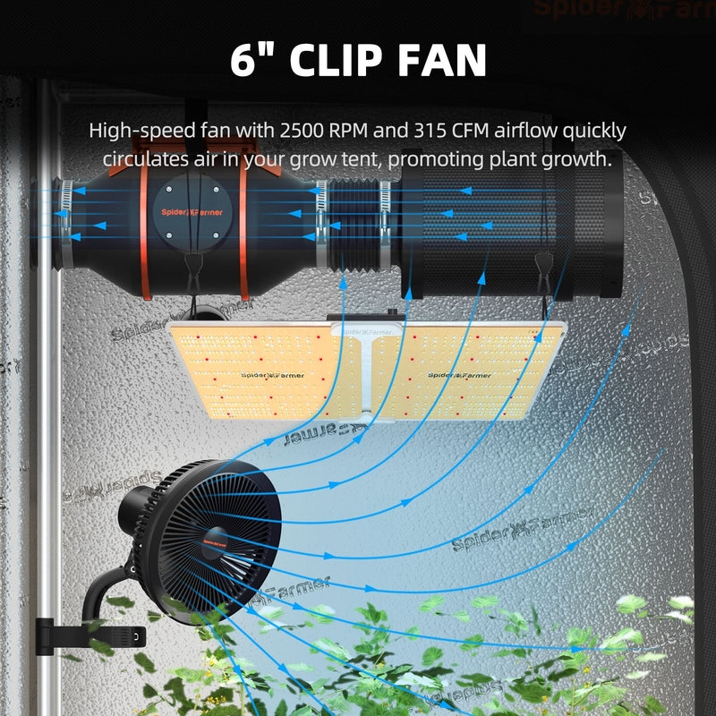 Spider Farmer SF-2000 EVO Complete Grow Tent Kit inline fan