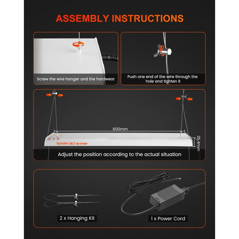 Spider Farmer SF-300 LED Grow Light 33W assembly