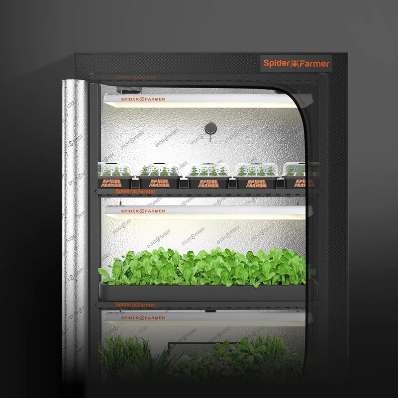 Spider Farmer SF-600 grow shelf 3 tier front view #2.
