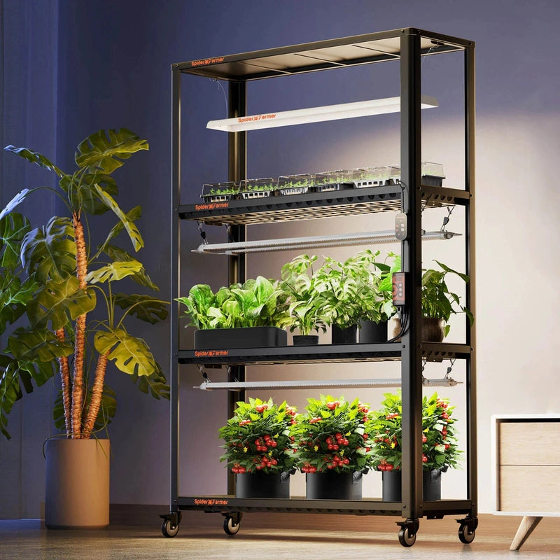 Spider Farmer SF-600 grow shelf 3 tier lifestyle