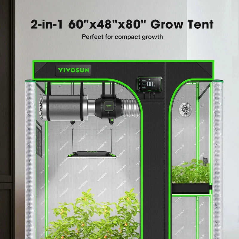 Vivosun Smart 2-In-1 Grow Tent Kit GIY-SGS-54 4x5, 4-Plant Complete System kit dimensions 