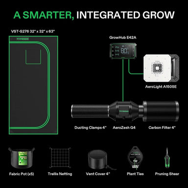Vivosun Smart Grow Tent Kit GIY-SGS-27 2.7x2.7, 2-Plant Complete System kit includes showing all that is in the kit 
