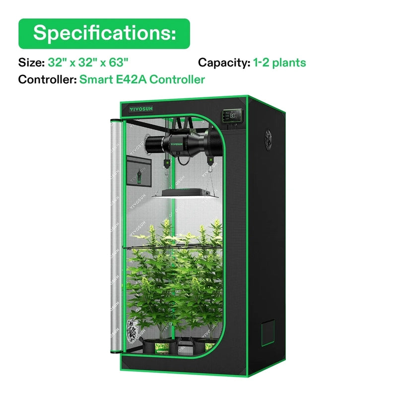 Vivosun Smart Grow Tent Kit GIY-SGS-27 2.7x2.7, 2-Plant Complete System specifications 