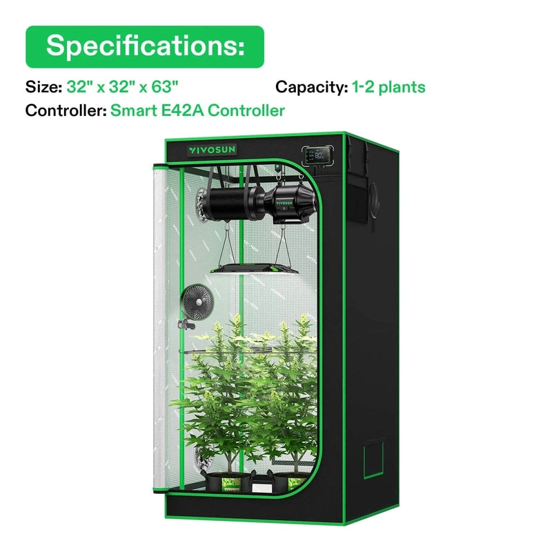 Vivosun Smart Grow Tent Kit GIY-SGS-27 Pro 2.7x2.7, 2-Plant Complete System specifications 