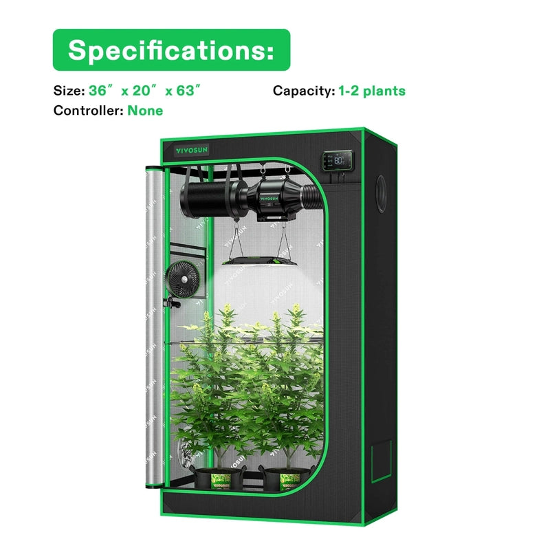 Vivosun Smart Grow Tent Kit GIY-SGS-32 Pro 2x3, 2-Plant Complete System specifications 