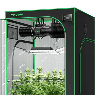Vivosun Smart Grow Tent Kit GIY-SGS-44 4x4, 4-Plant Complete System 2x 200W AeroLight front view 