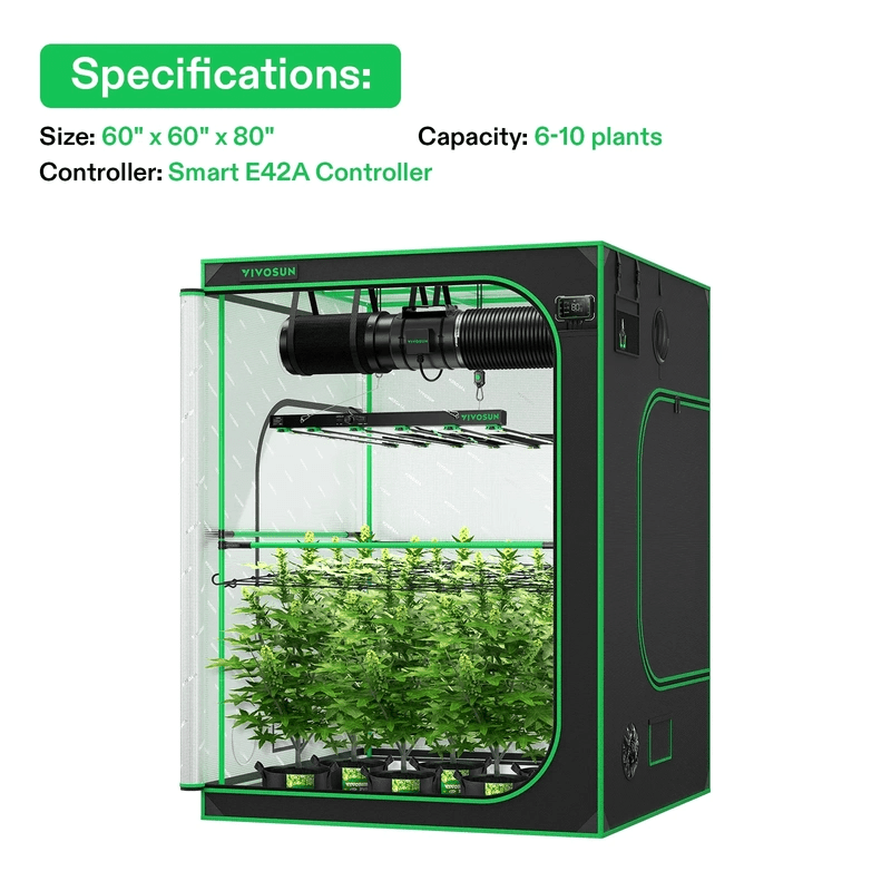 Vivosun Smart Grow Tent Kit GIY-SGS-55FD 5x5, 6-Plant Complete System specifications 