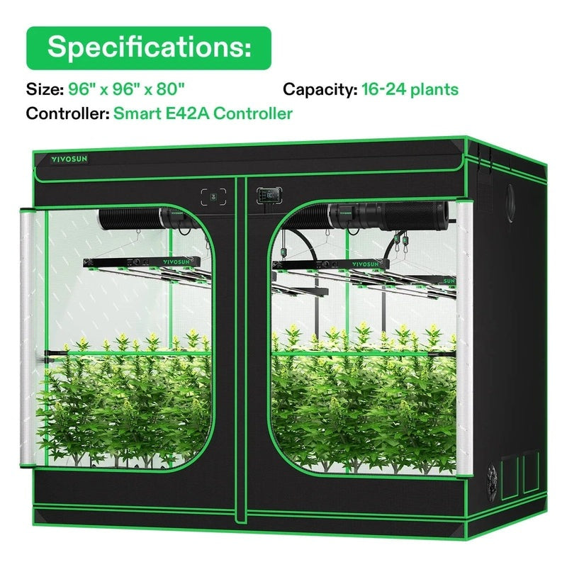 Vivosun Smart Grow Tent Kit GIY-SGS-88 Pro 8x8, 16-Plant Complete System specifications 