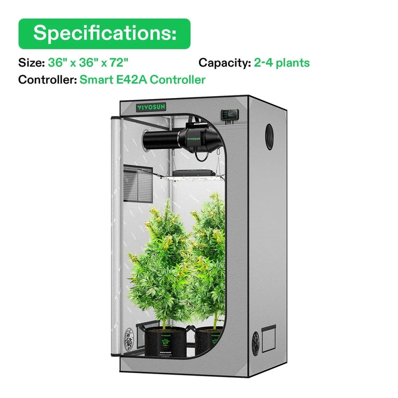 Vivosun Smart Grow Tent Kit GIY-SGS-G33 3x3, 3-Plant Complete System specifications 