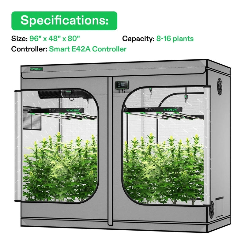 Vivosun Smart Grow Tent Kit GIY-SGS-G84 4x8, 8-Plant Complete System kit specifications 