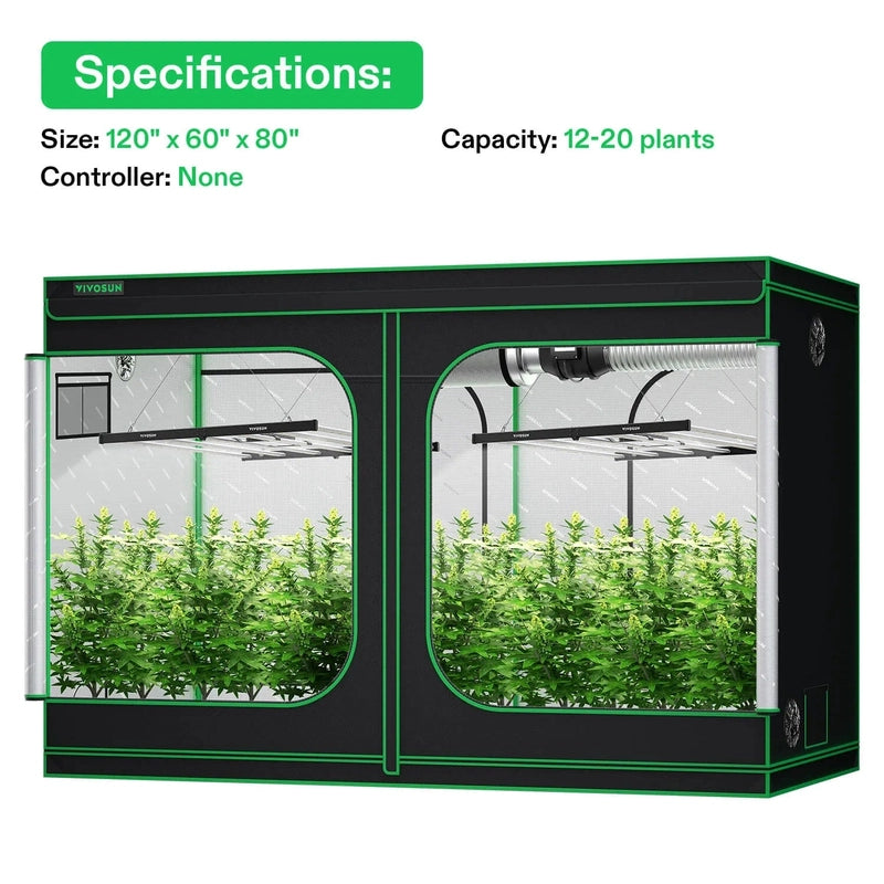 Vivosun Standard Grow Tent Kit GIY-105 5x10, 12-Plant Complete System kit specifications 