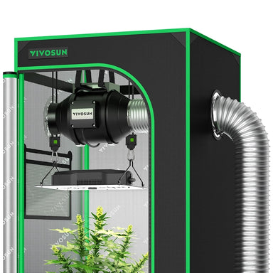Vivosun Standard Grow Tent Kit GIY-22 2x2, 1-Plant Complete System R4 Inline Fan front view 