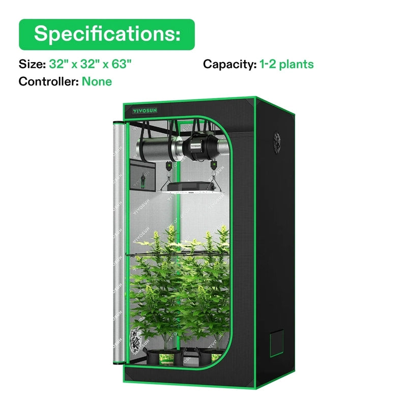 Vivosun Standard Grow Tent Kit GIY-27 2.7x2.7, 2-Plant Complete System specifications 